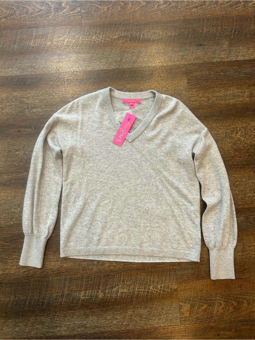 Lilly Pulitzer Light Gray V-Neck Sweater